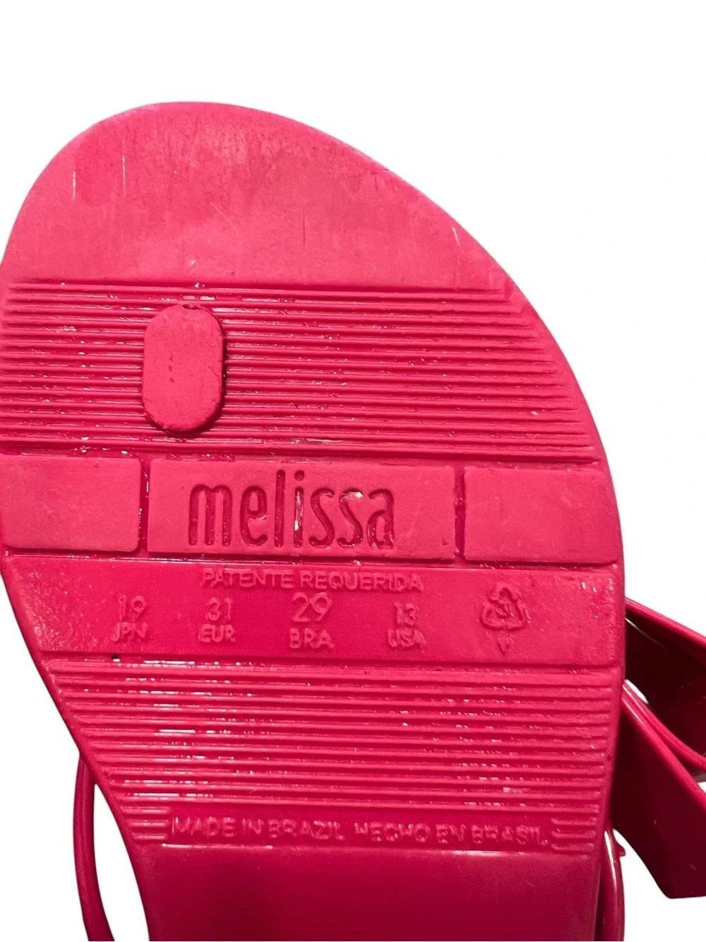 Melissa Hot Pink Bow Jelly Flip Flops Girls Size 13 US / EU 31